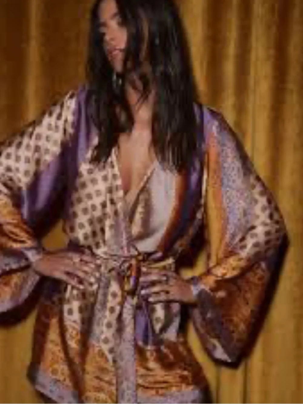 12th Tribe-Gold Standard Multicolored Kimono Dress(S) - Picture 3 of 6